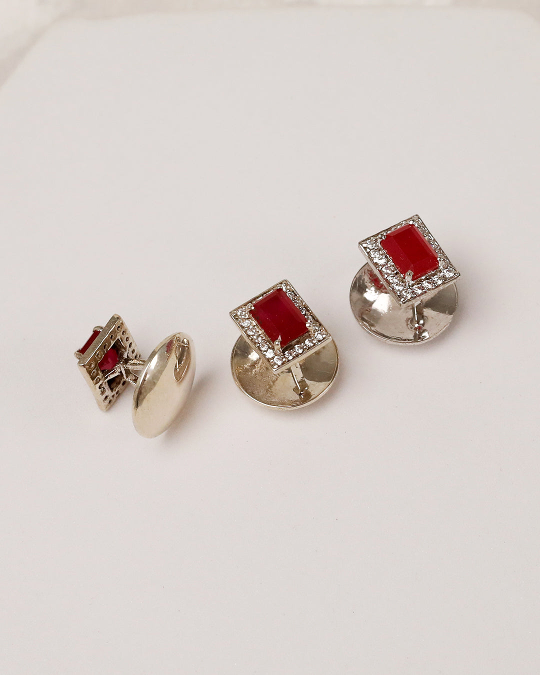 Ruby Square CZ Halo Kurta Buttons