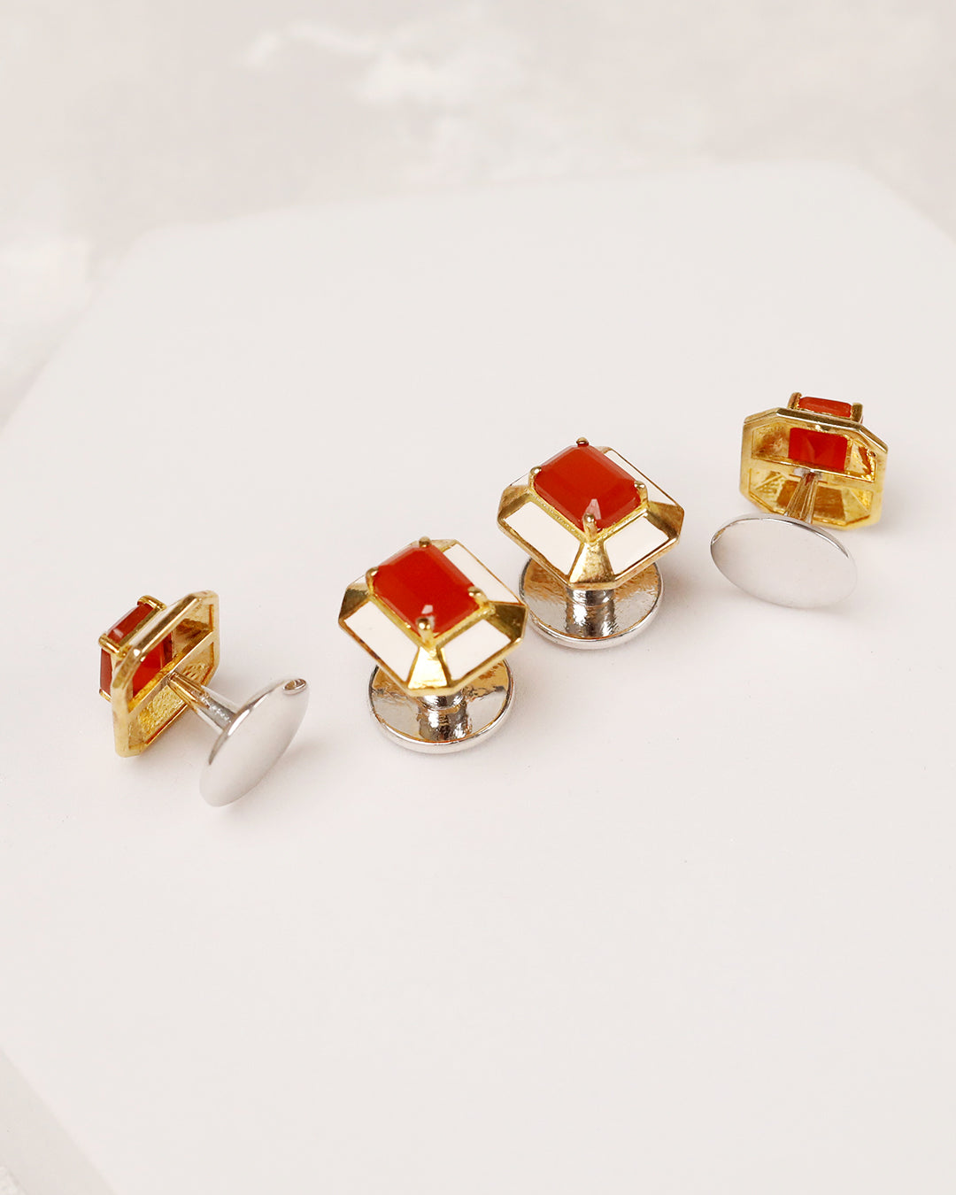 Aqeeq Emerald-Cut Enamel Kurta Buttons 4pc set