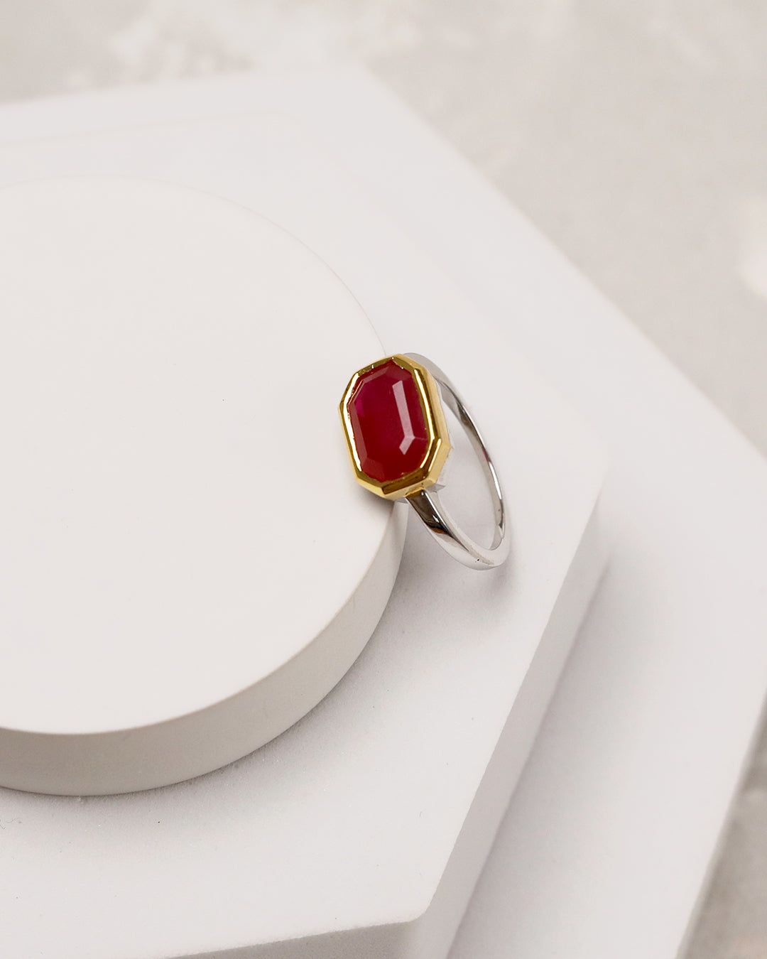 Octagonal Bezel Aqeeq (Red Agate) Ring