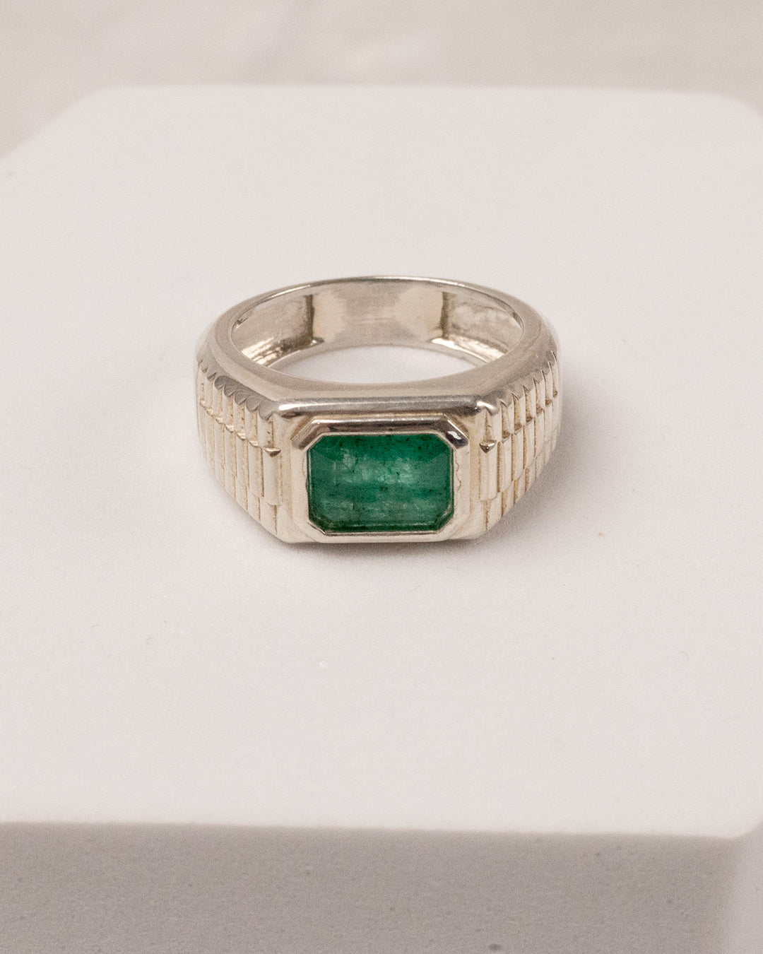 Emerald Luxury Signet Ring — Rolex-Inspired