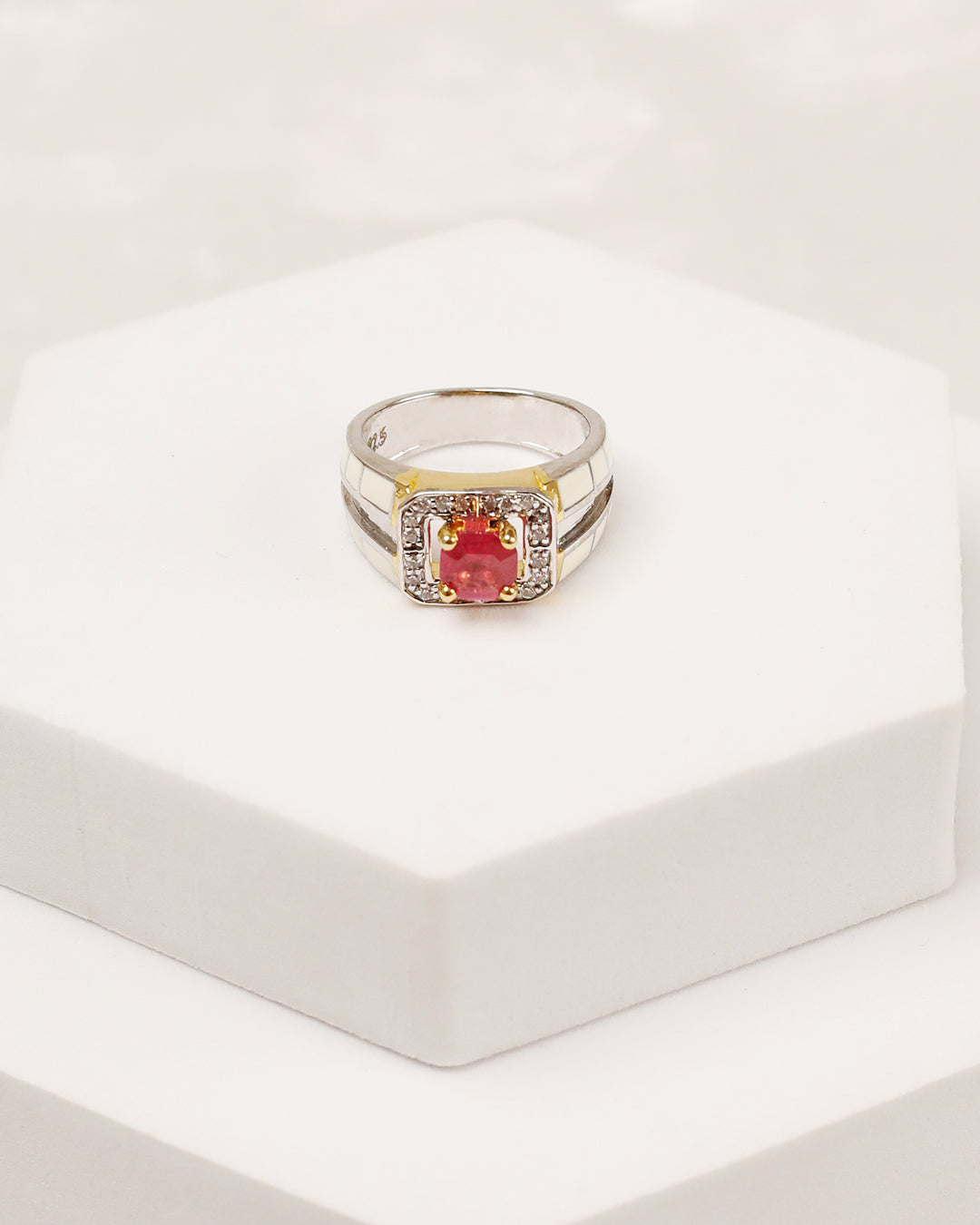 Royal Ruby Enamel & Diamond Men's Ring