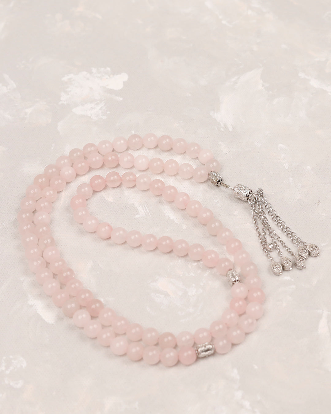 Natural Rose Quartz Real Silver 100 count tasbih