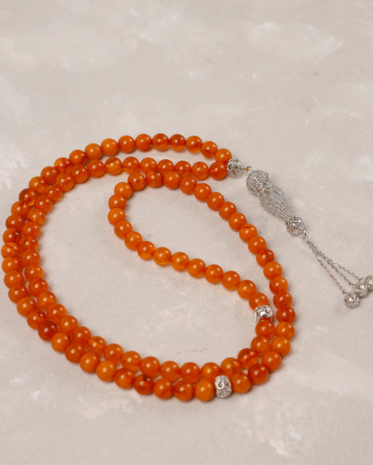 100% Natural Amber Honey Yellow Real Silver 100 count tasbih