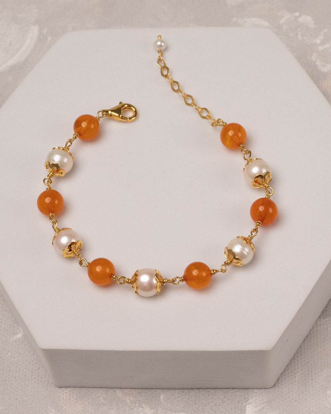 Amber Pearl Lacework Bracelet (925 Silver)