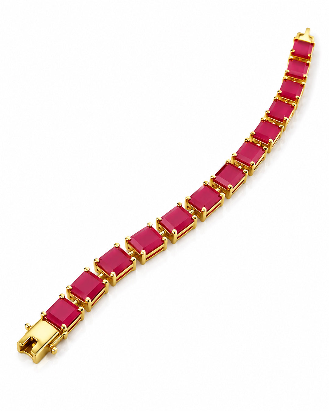 Princess Cut Ruby Bracelet (925 Silver)