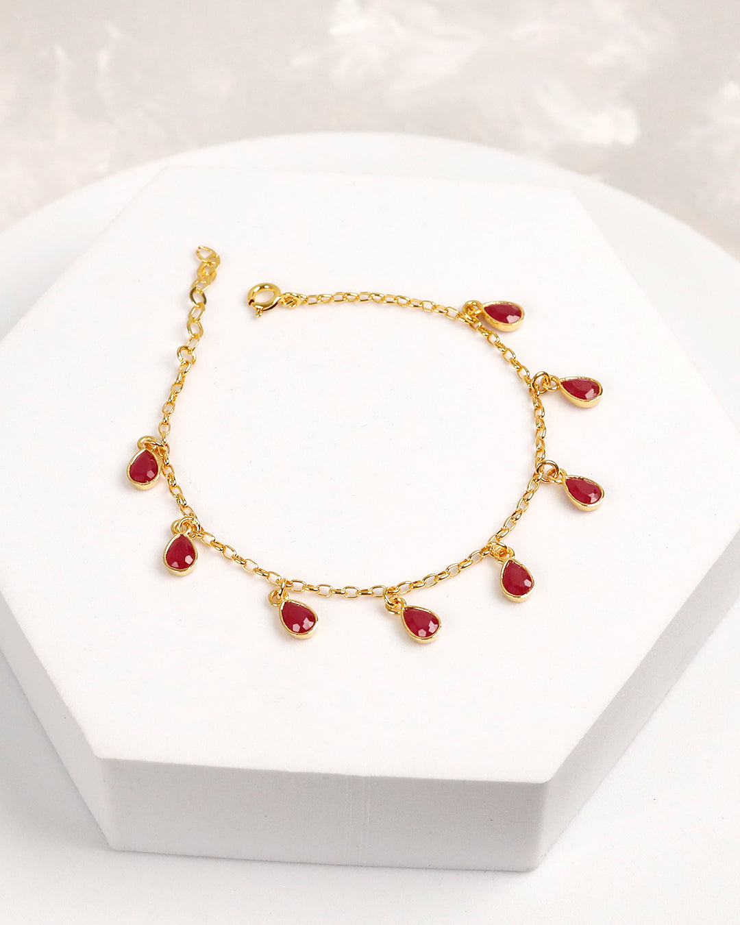 Ruby Drop Bracelet (925 Silver)