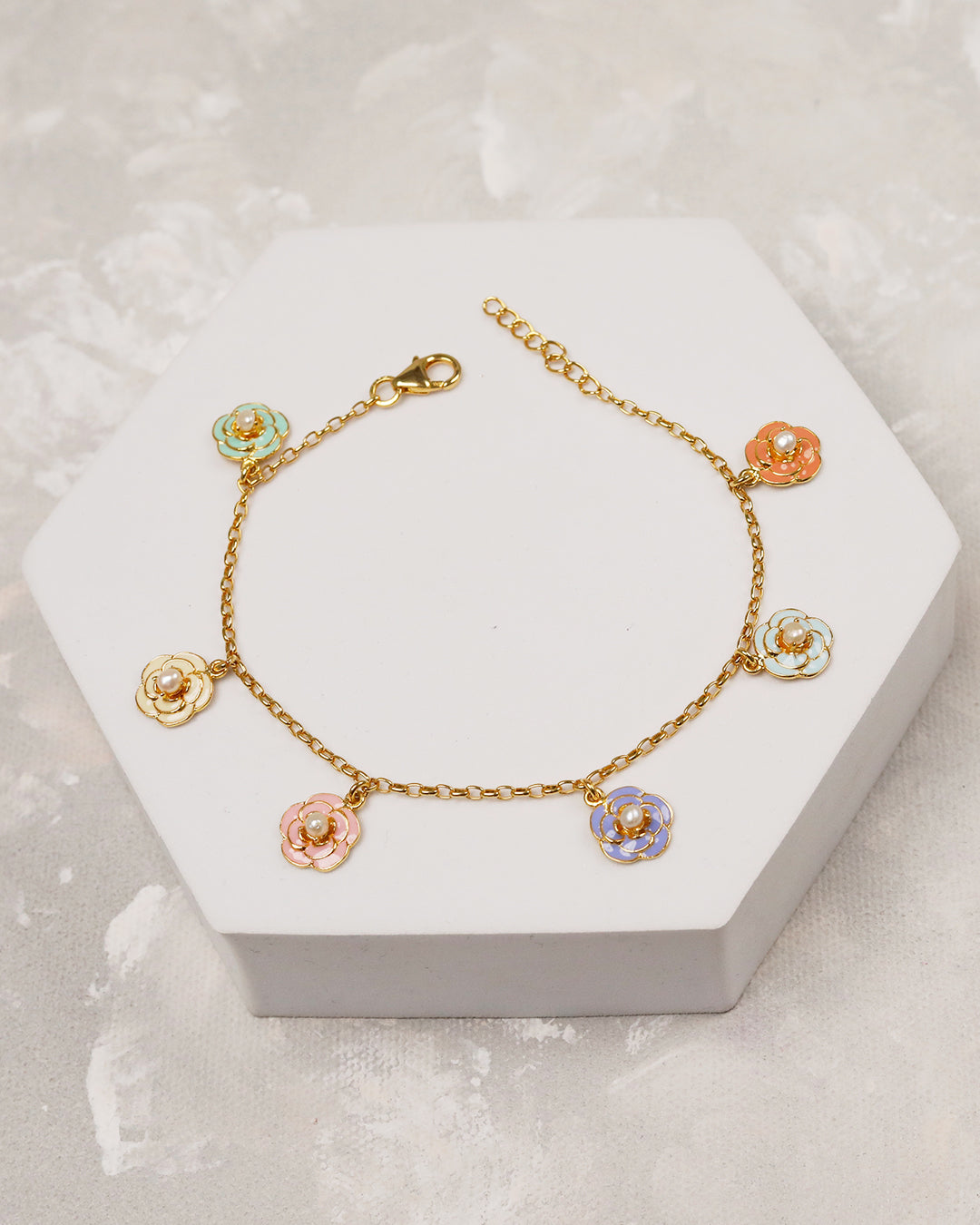 Pastel Rosetta Charm Bracelet (925 Silver)