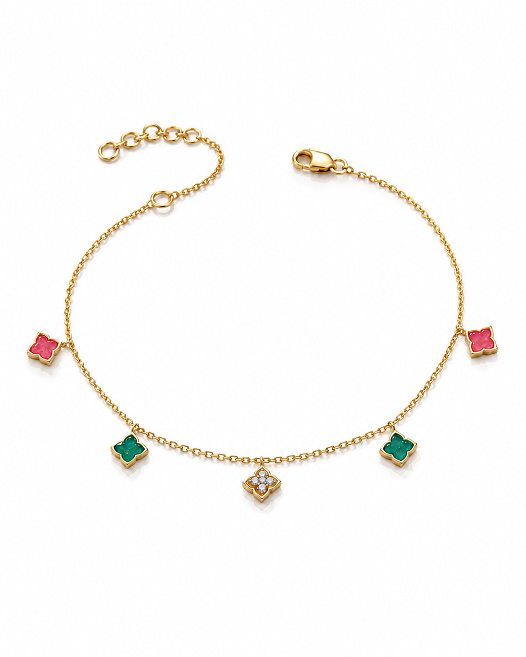 Clover Aqeeq Charm Bracelet (925 Silver)