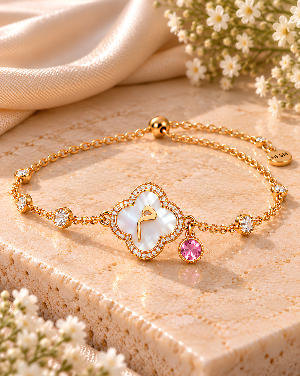 The Arabic Initial Clover Bracelet