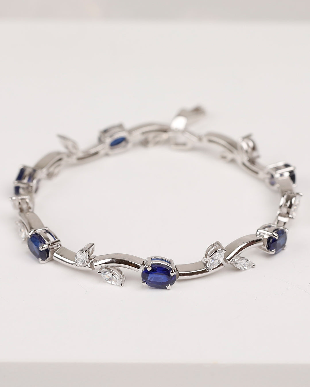 Neelam Tulip Style Bracelet with Ring (925 Silver)