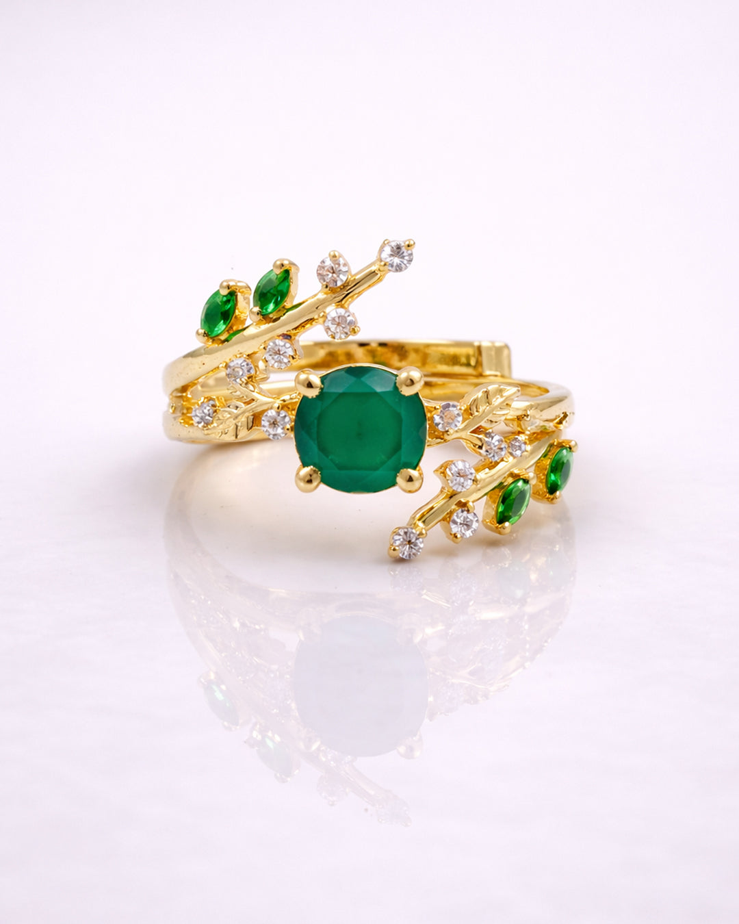 Sphere Emerald Dual Wrap Ring (925 Silver)