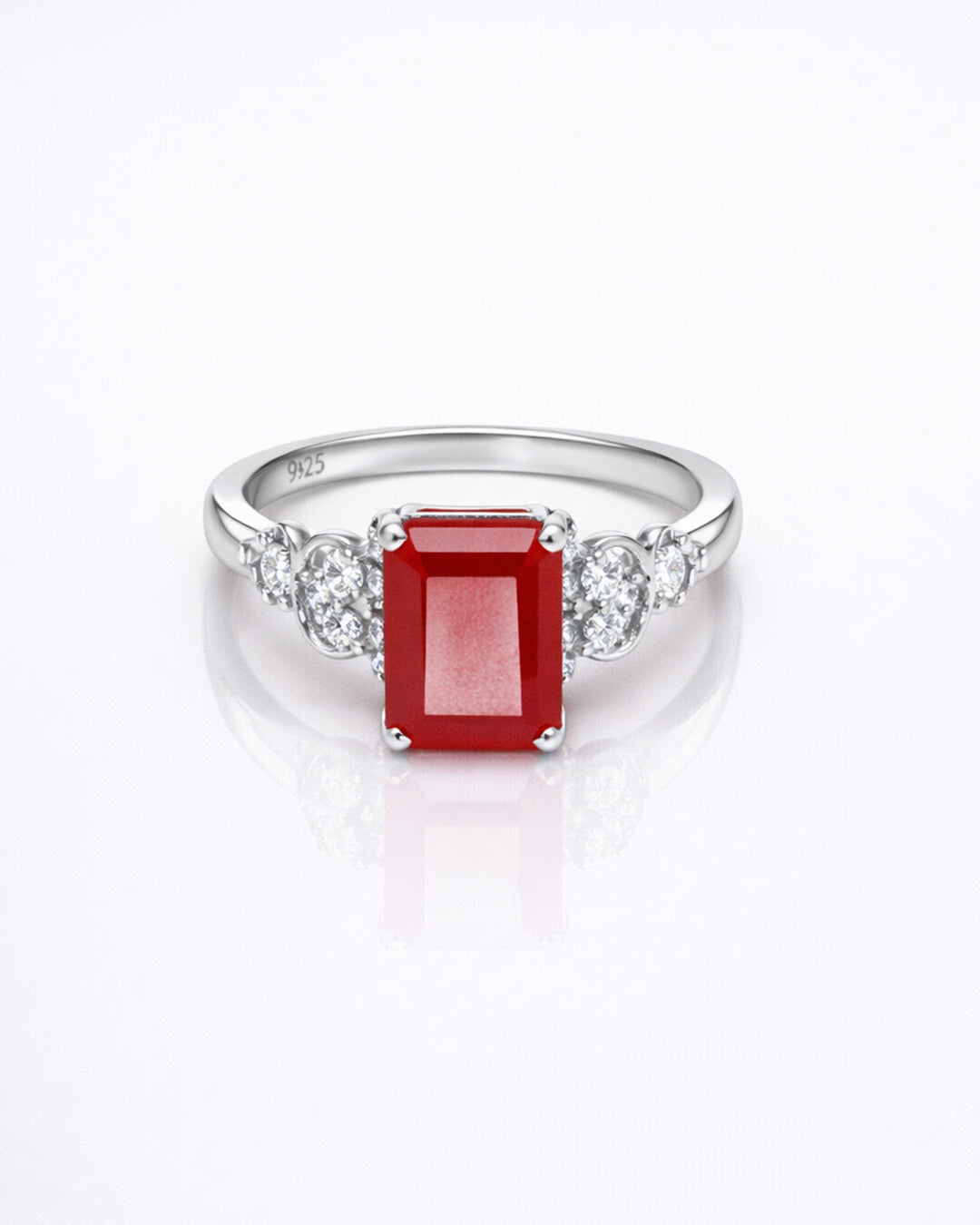 Ruby Infinity Grace Emerald-Cut Ring (925 Silver)