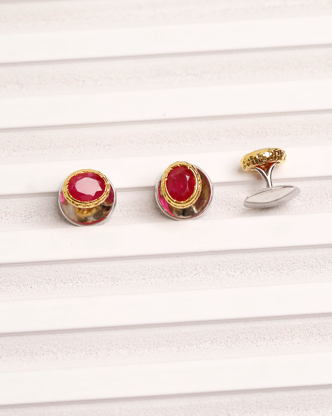 Oval Ruby Gold Bezel Kurta Buttons