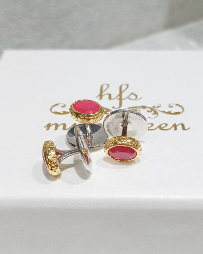Oval Ruby Gold Bezel Kurta Buttons