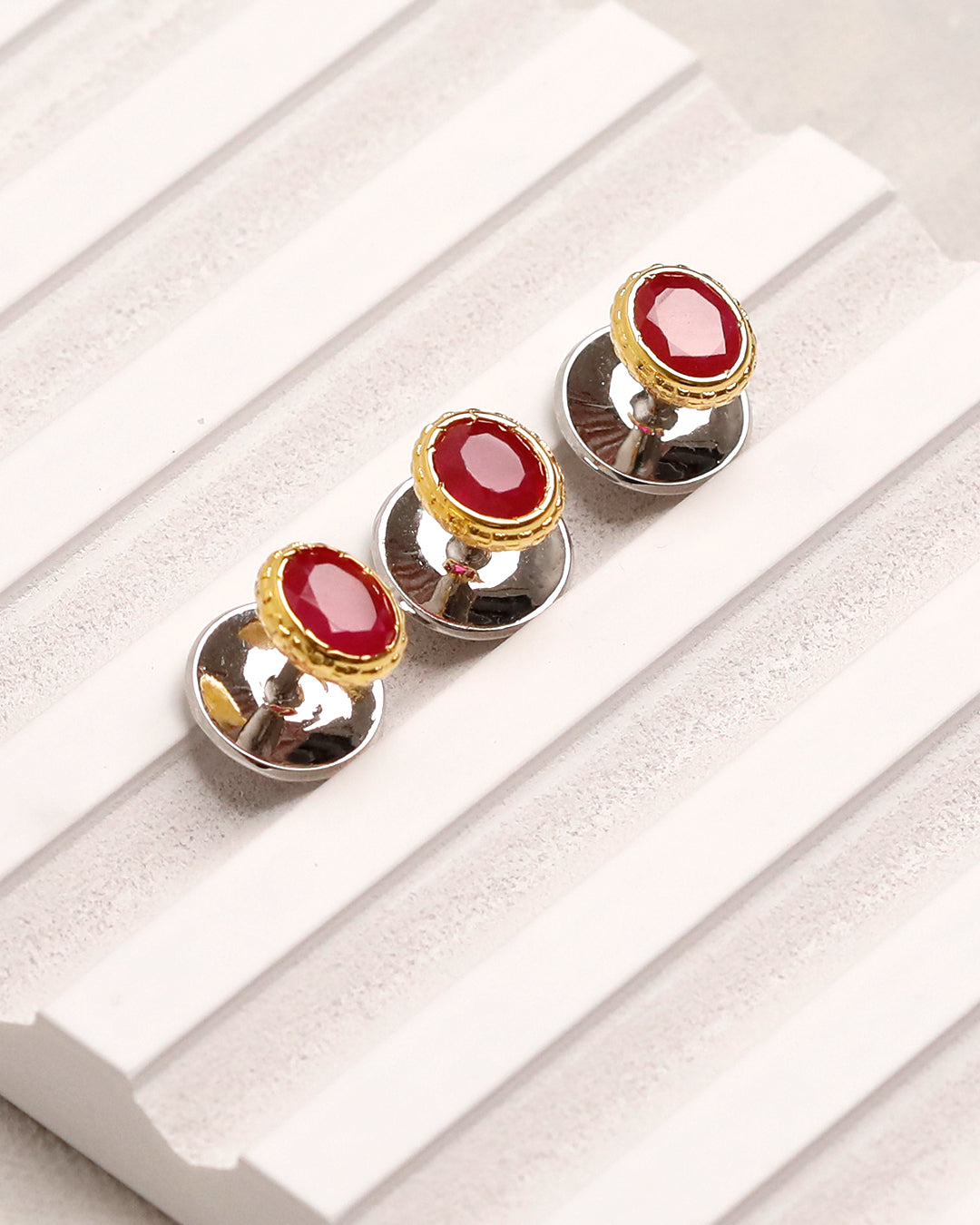 Oval Ruby Gold Bezel Kurta Buttons