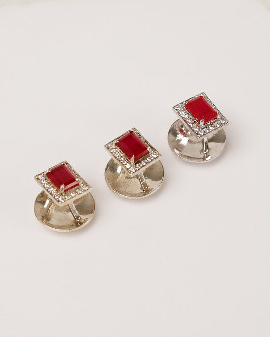 Ruby Square CZ Halo Kurta Buttons