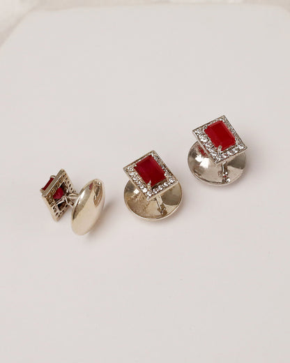 Ruby Square CZ Halo Kurta Buttons