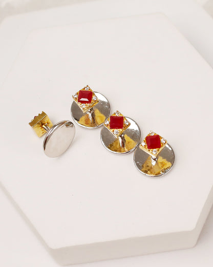 Square Ruby CZ Kurta Buttons 4 pc set