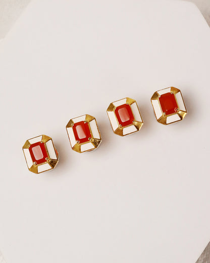 Aqeeq Emerald-Cut Enamel Kurta Buttons 4pc set