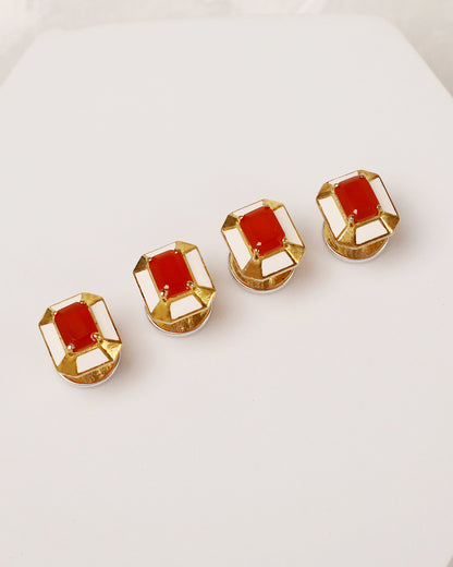 Aqeeq Emerald-Cut Enamel Kurta Buttons 4pc set