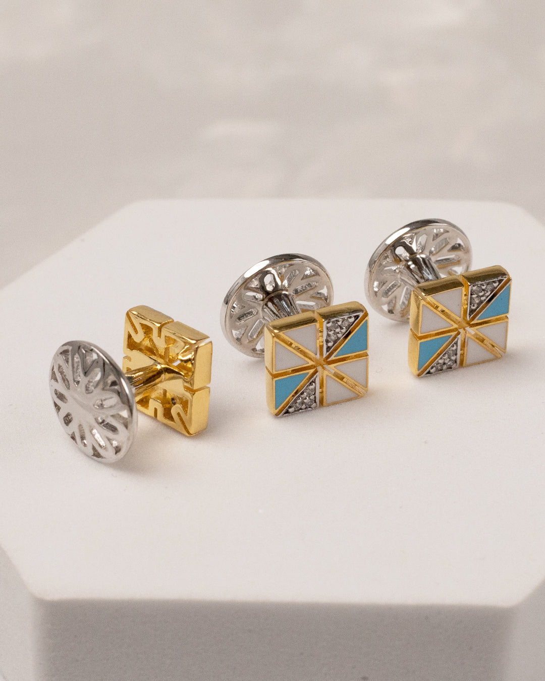 Enamel Pinwheel Two-Tone Kurta Buttons