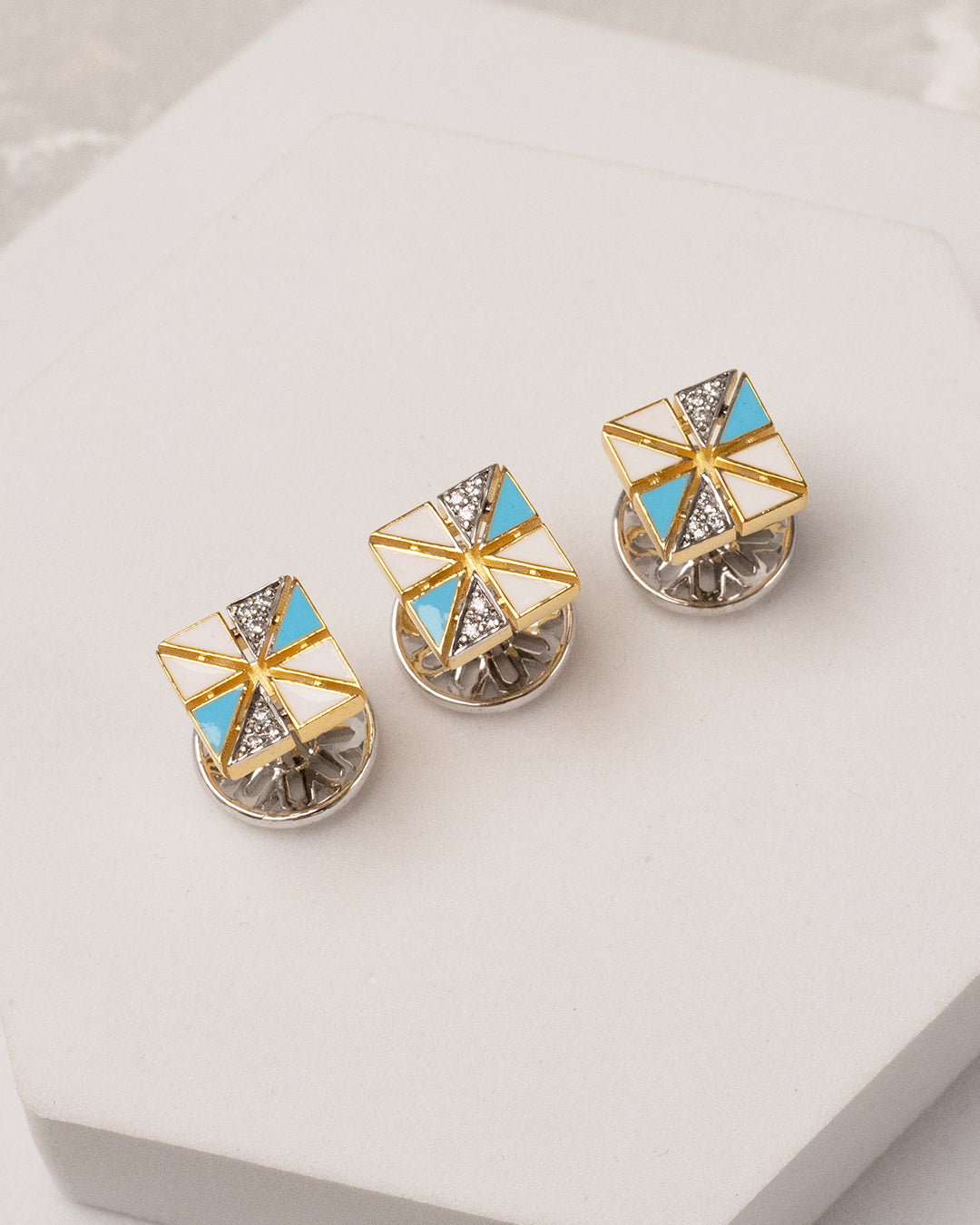 Enamel Pinwheel Two-Tone Kurta Buttons