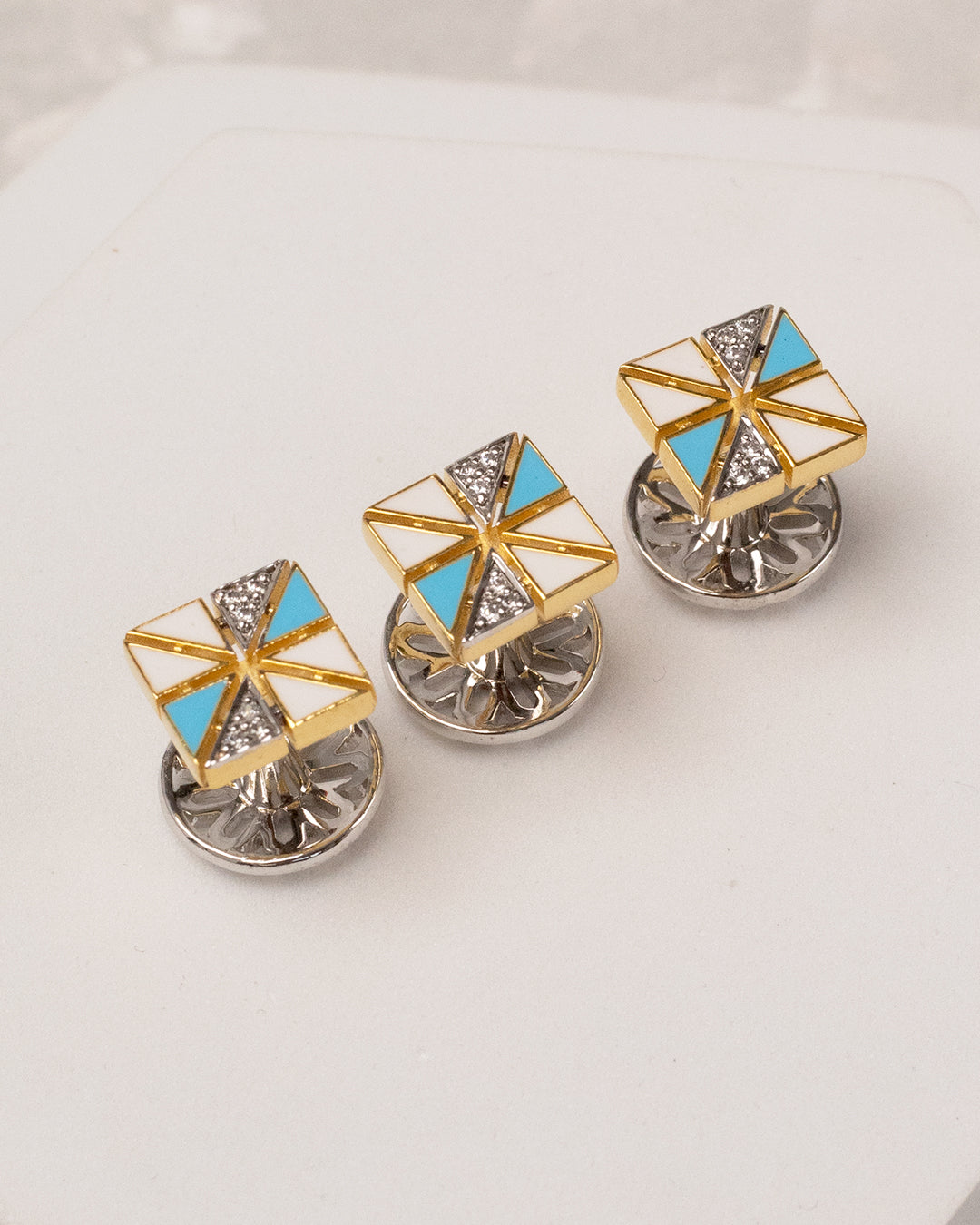 Enamel Pinwheel Two-Tone Kurta Buttons