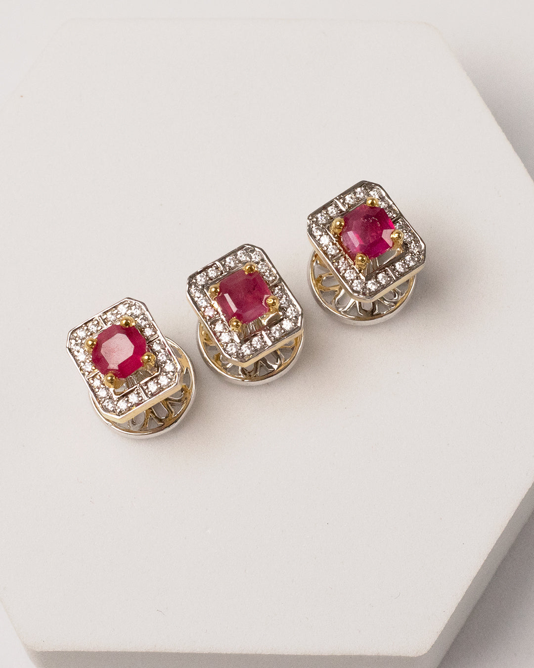 Ruby Diamond Halo Statement Kurta Buttons
