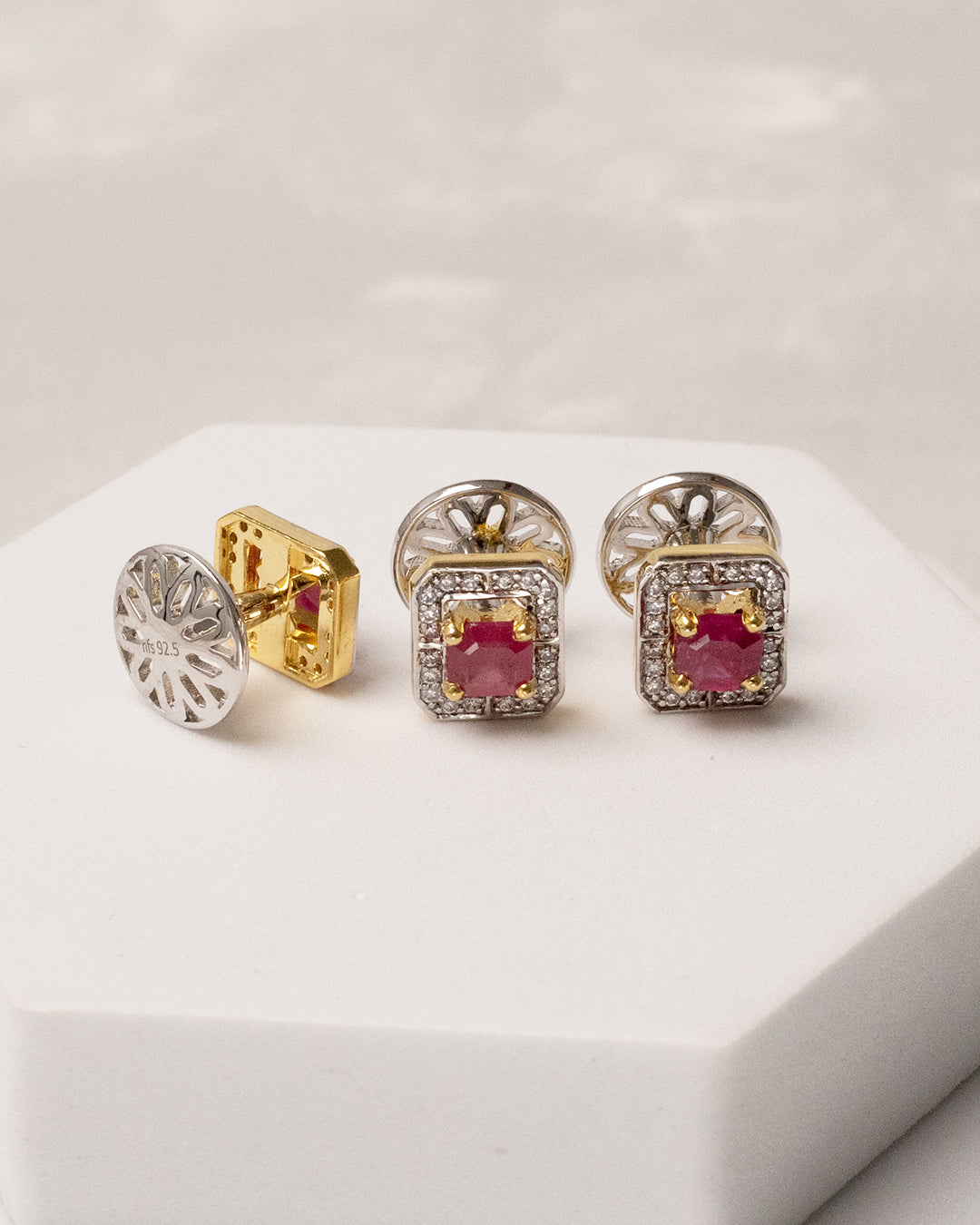 Ruby Diamond Halo Statement Kurta Buttons