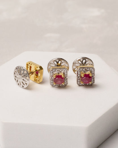 Ruby Diamond Halo Statement Kurta Buttons