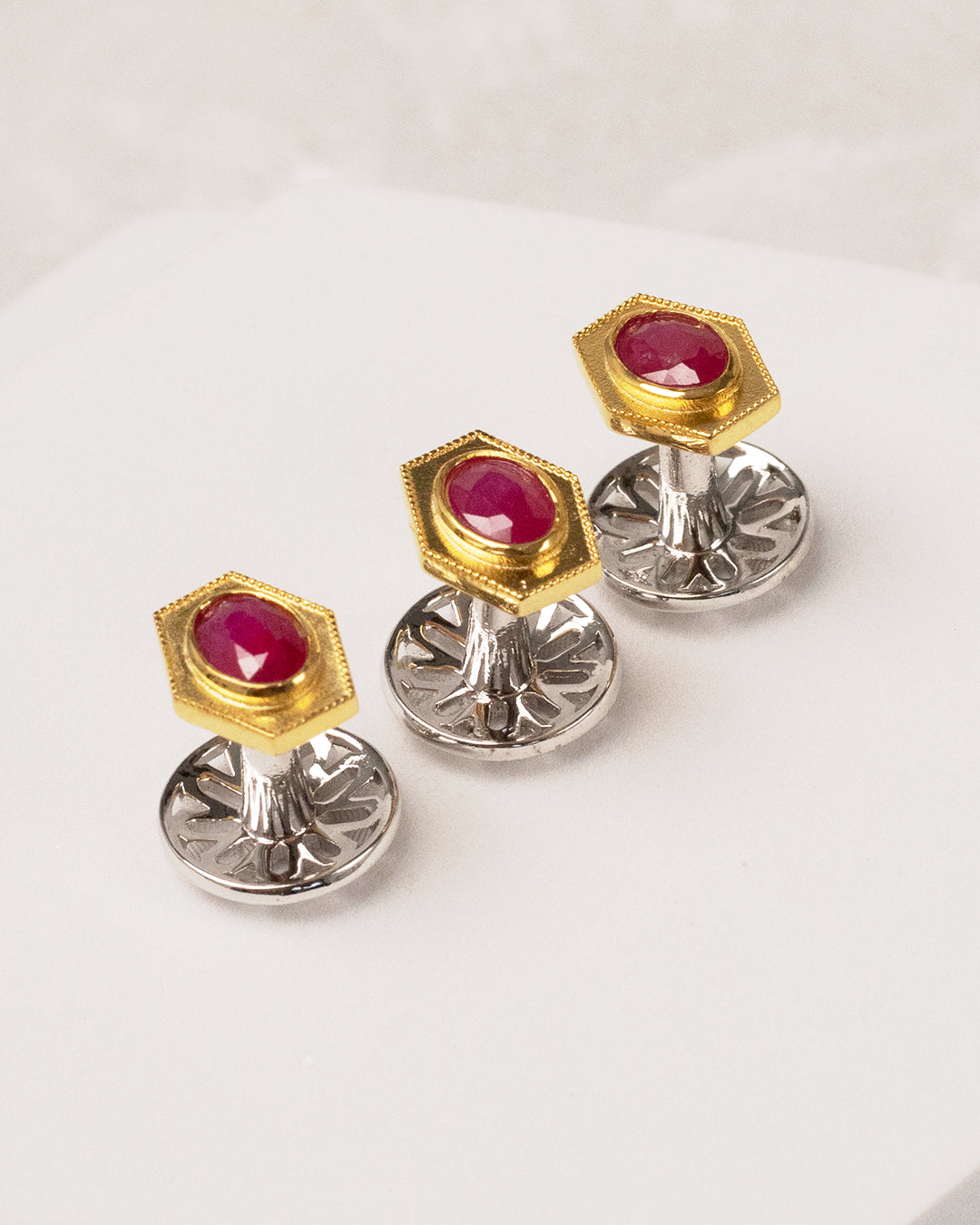 Ruby Hexagon Two-Tone Kurta Buttons