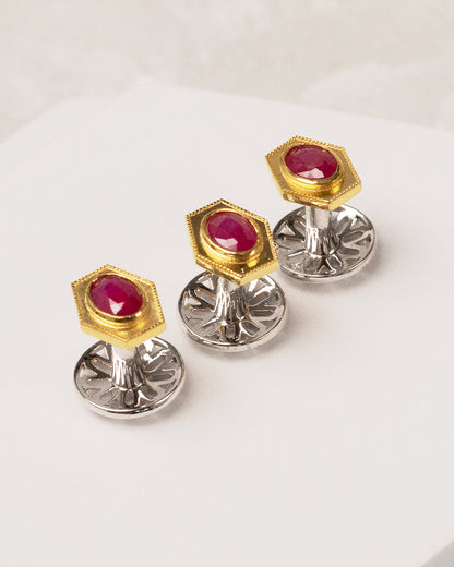 Ruby Hexagon Two-Tone Kurta Buttons