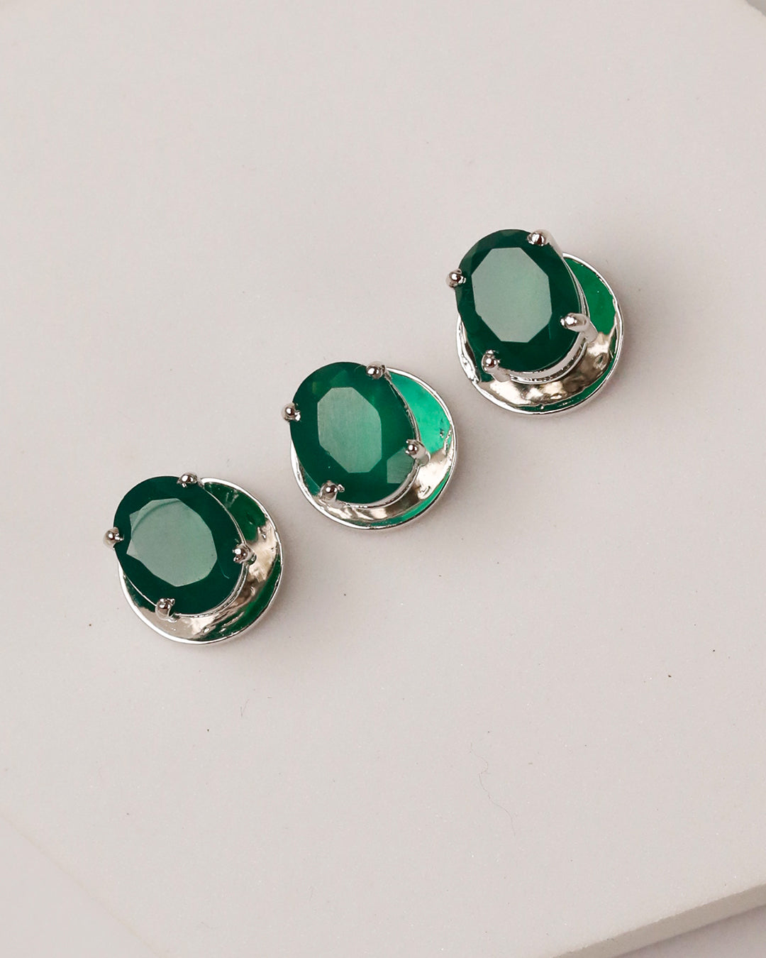 Emerald Oval Prong Kurta Buttons