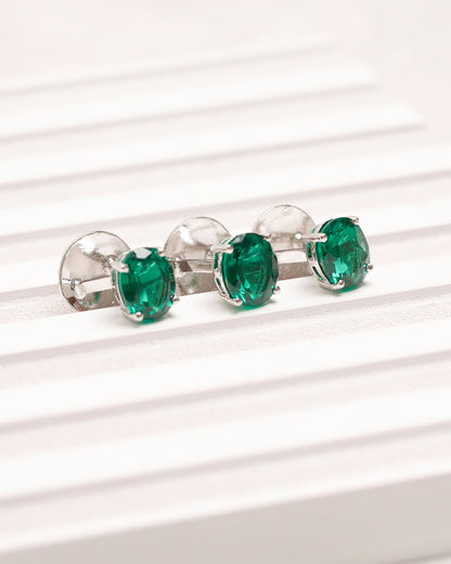 Emerald Oval Prong Kurta Buttons