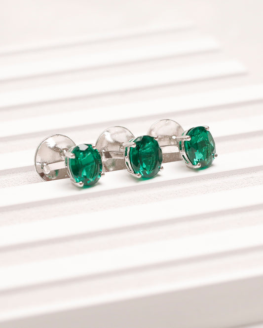 Emerald Oval Prong Kurta Buttons