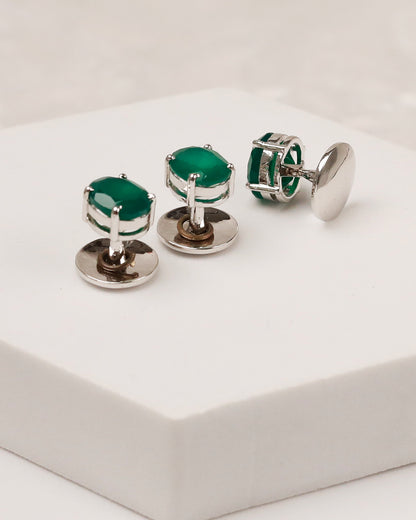 Emerald Oval Prong Kurta Buttons