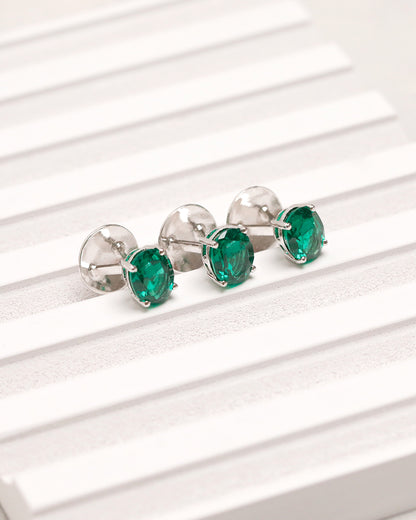 Emerald Oval Prong Kurta Buttons