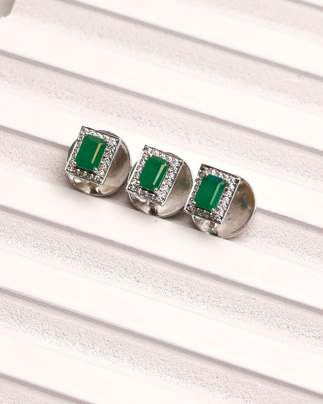 Emerald Rectangle Diamond Halo Kurta Buttons