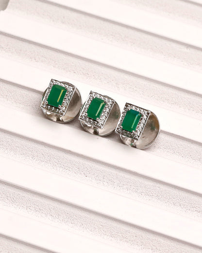 Emerald Rectangle Diamond Halo Kurta Buttons