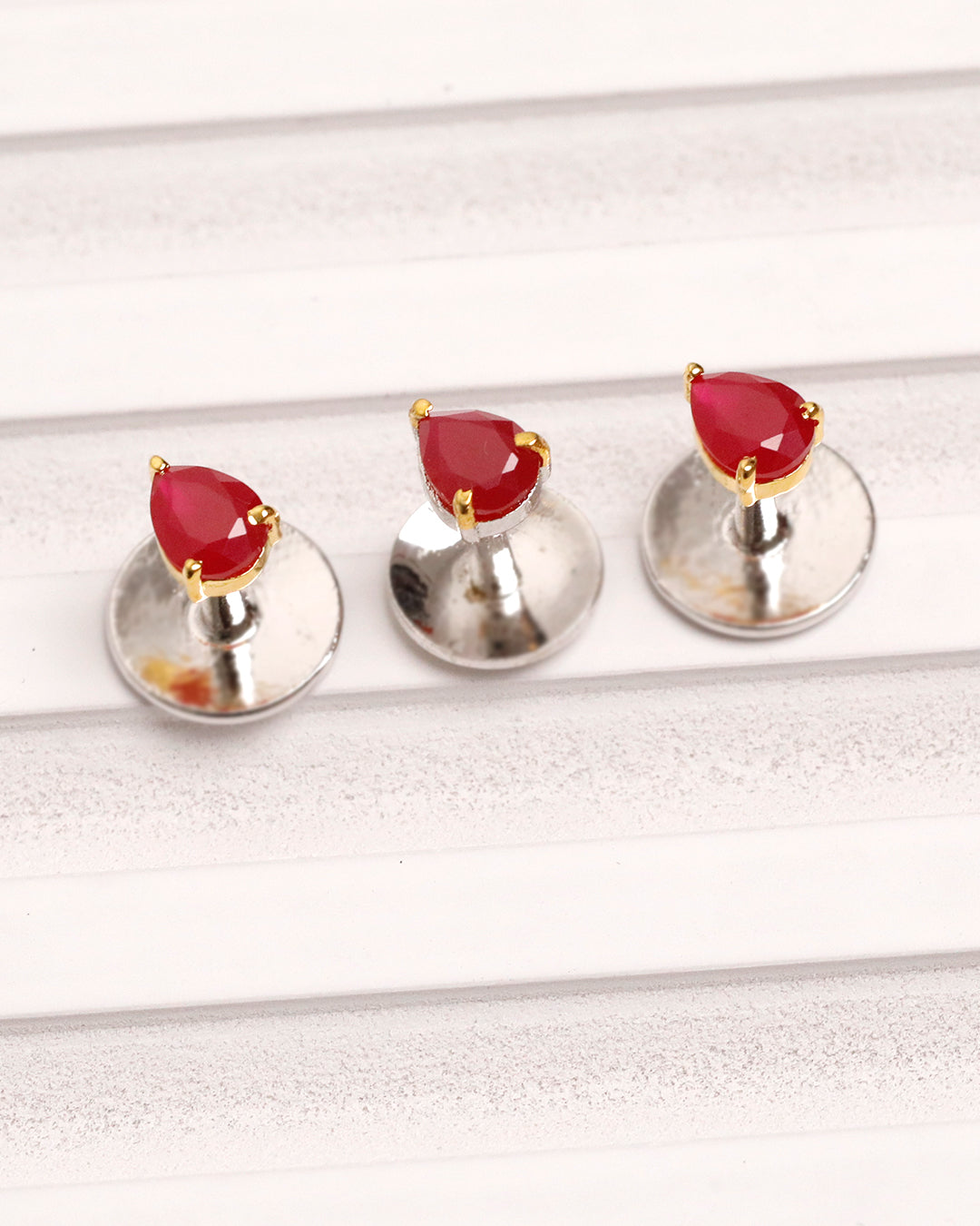 Ruby Pear-Cut Prong Kurta Buttons