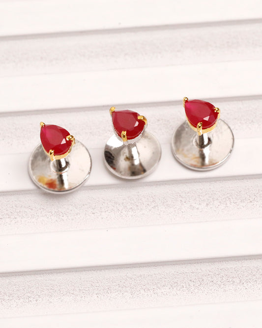 Ruby Pear-Cut Prong Kurta Buttons