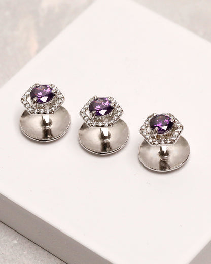 Amethyst Hexagon Pave Kurta Buttons