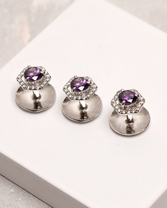 Amethyst Hexagon Pave Kurta Buttons