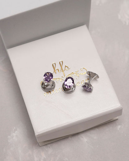 Amethyst Oval Prong Kurta Buttons