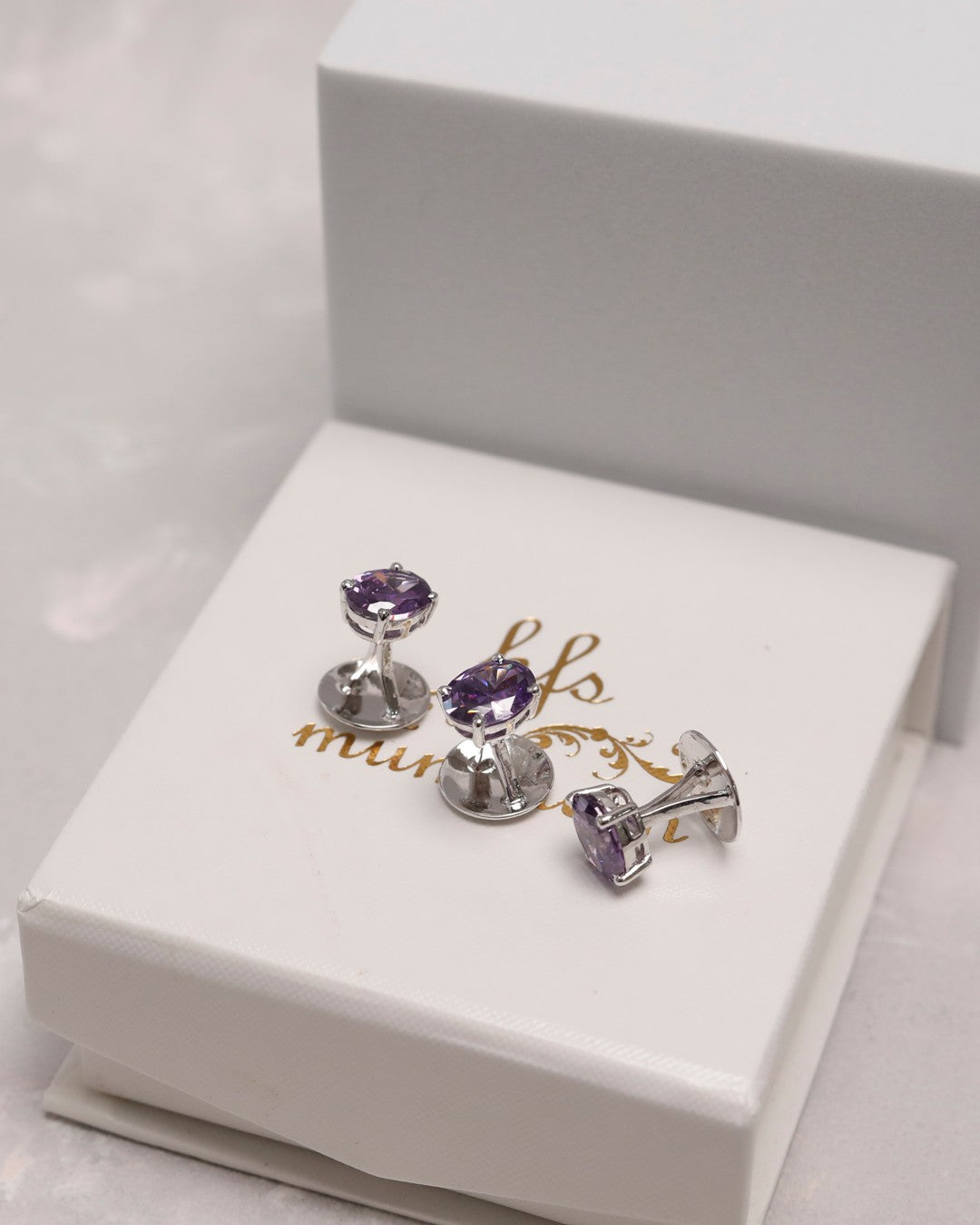 Amethyst Oval Prong Kurta Buttons