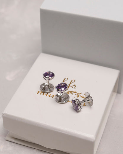 Amethyst Oval Prong Kurta Buttons