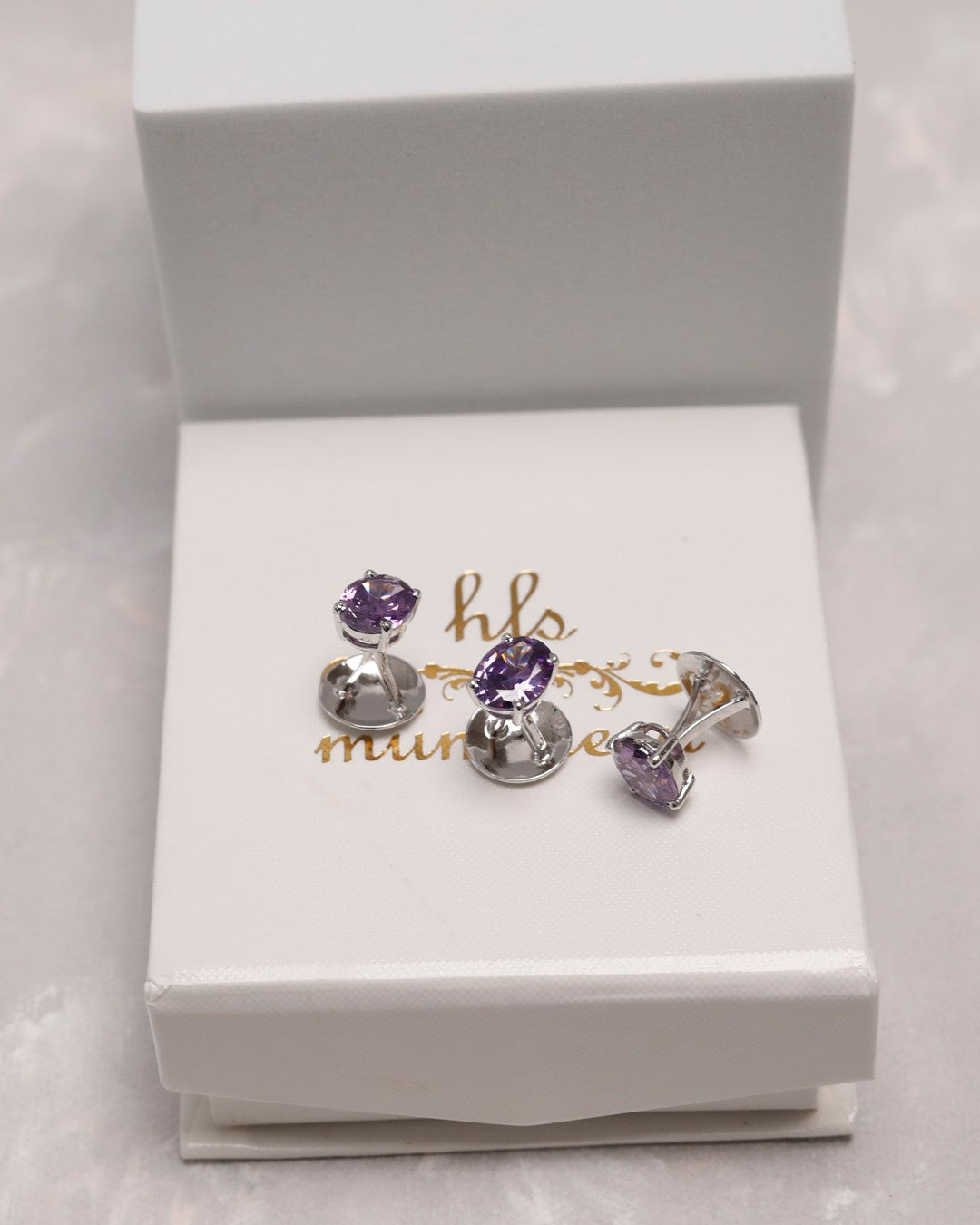 Amethyst Oval Prong Kurta Buttons