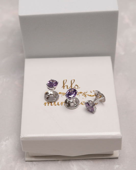 Amethyst Oval Prong Kurta Buttons