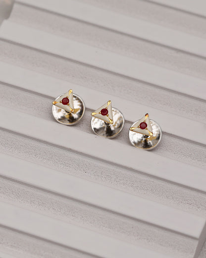 Ruby White Enamel Triangle Kurta Buttons