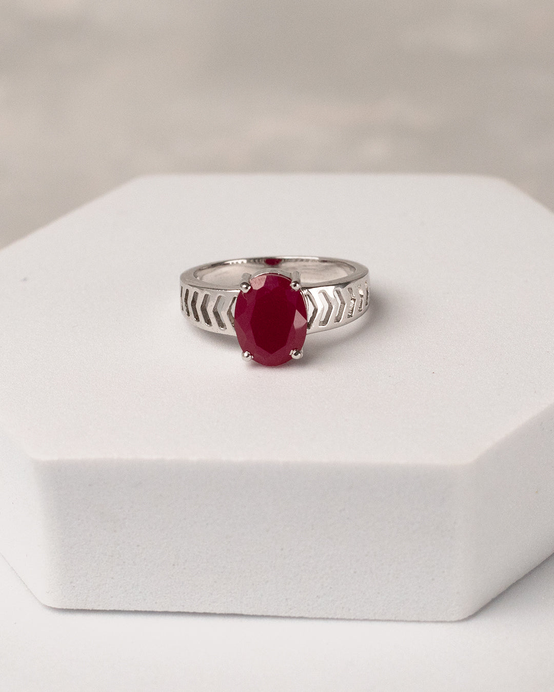 Arrow-Shank Oval Ruby Ring